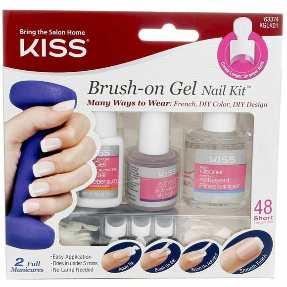 Kiss 63374 KGLK01 Brush-On Gel Nail Kit, 48 Short Length Tips Per Box - Picture 3 of 5